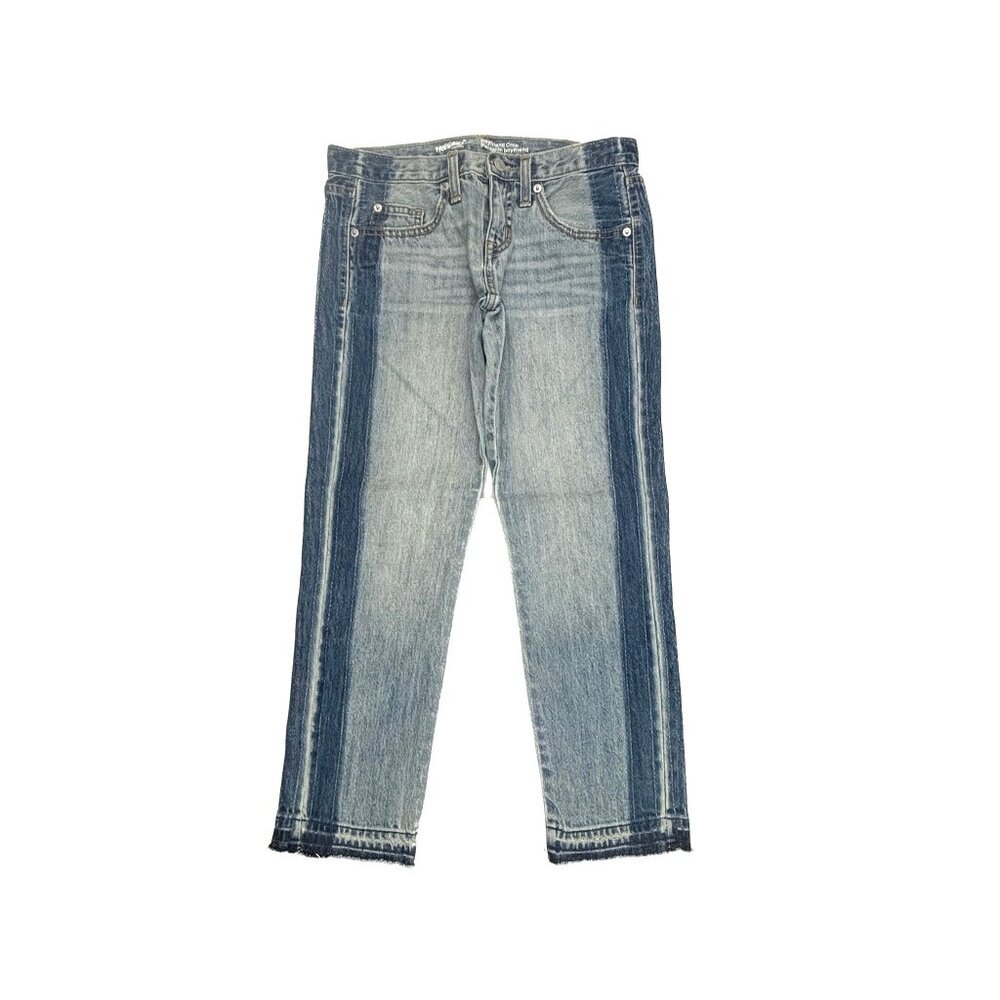 Mossimo Boyfriend Crop Raw Hem Womens size 00 Two Tone Blue Denim jeans